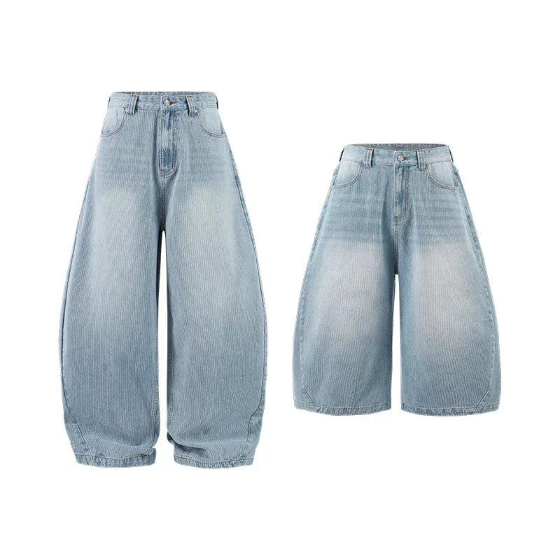 Wide Leg Knit Curved Baggy Jeans