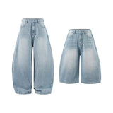 Wide Leg Knit Curved Baggy Jeans