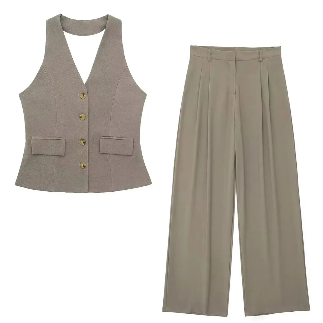 Old Money Women Solid Color Outfit