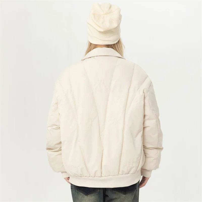 Chaqueta Acolchada de Color Liso con Cuello Vuelto