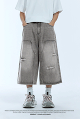 Ripped Wide Leg Carpenter Jorts