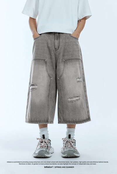 Ripped Wide Leg Carpenter Jorts