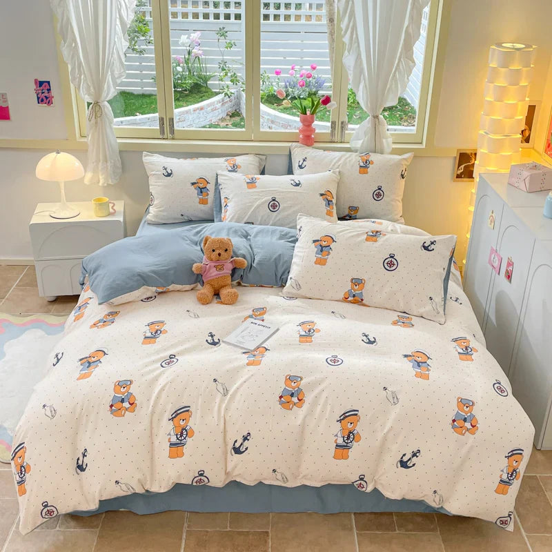Nordic Striped Simple Style Cotton Bedding Set