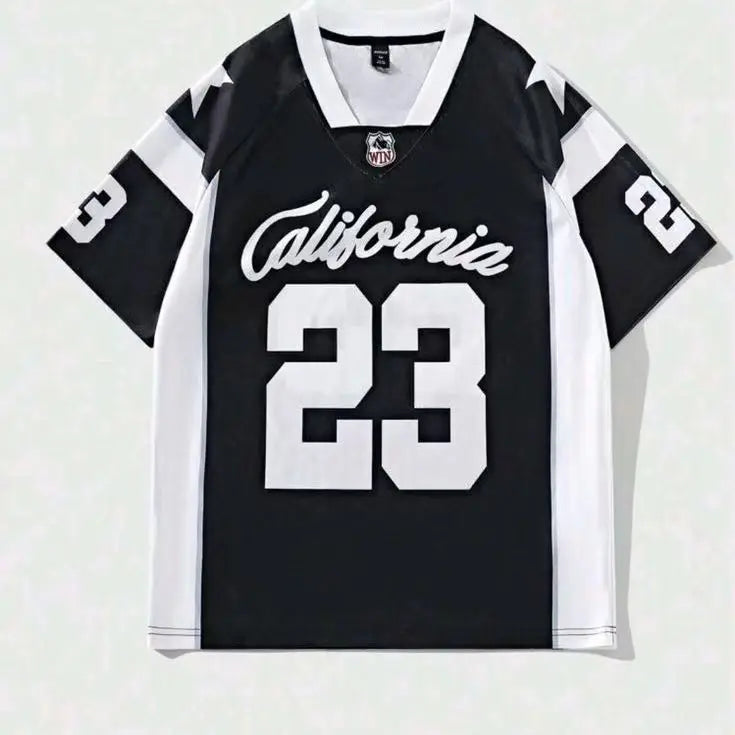 Vibrant V-Neck Football Jersey T-shirt