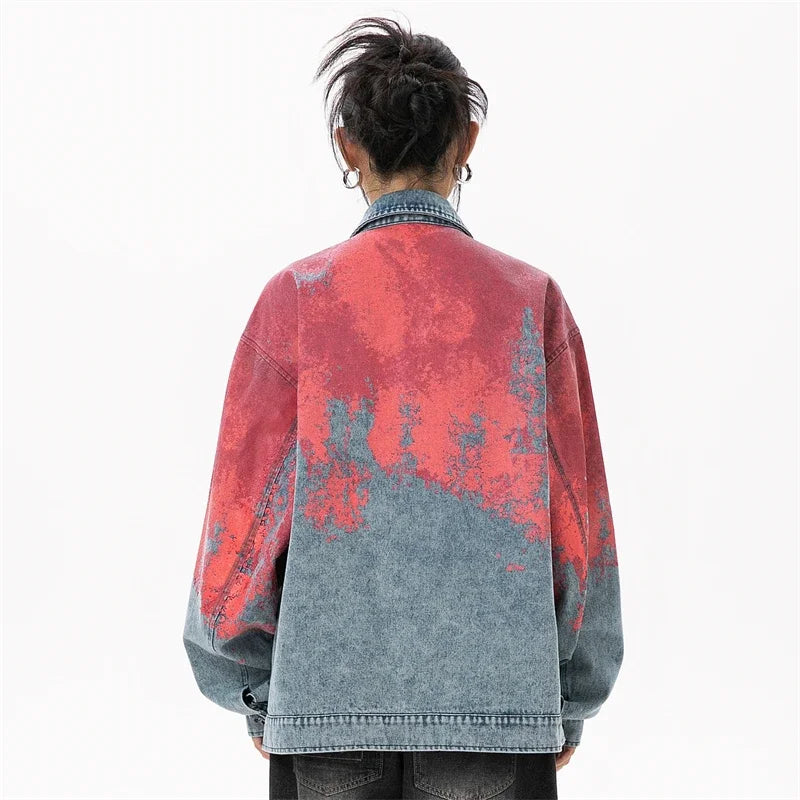 Weird Core Tie-dye Cowboy Denim Jacket