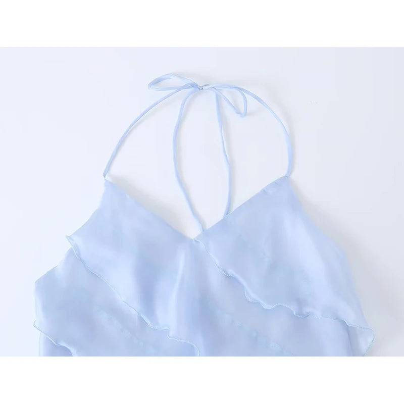 Light Blue Halter Neck Mini Dress