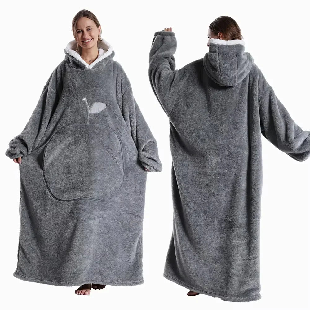 Apple Winter Flannel Hooded Blanket