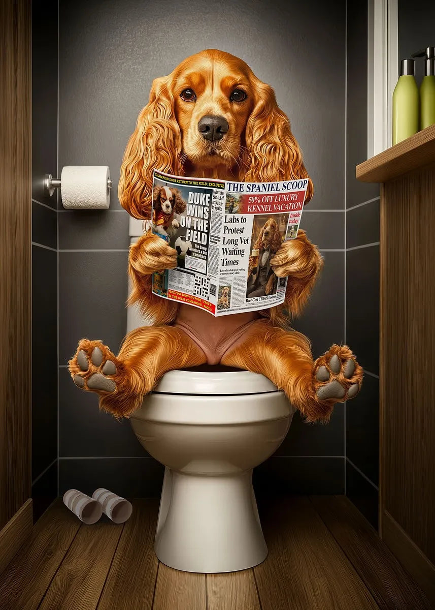 Dog Reading Newspaper Poster