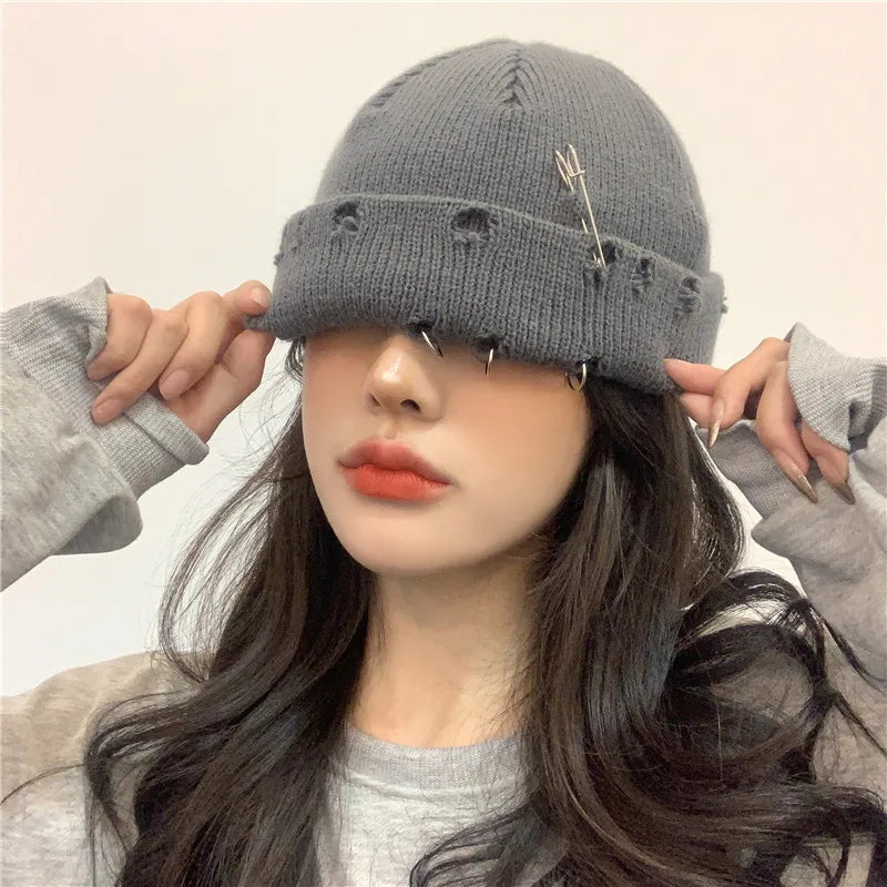Knitted Grunge Distressed Beanies