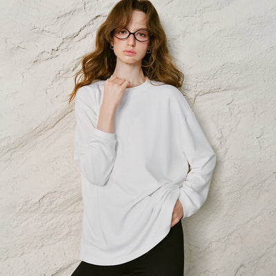 White Fleece Solid Color Top