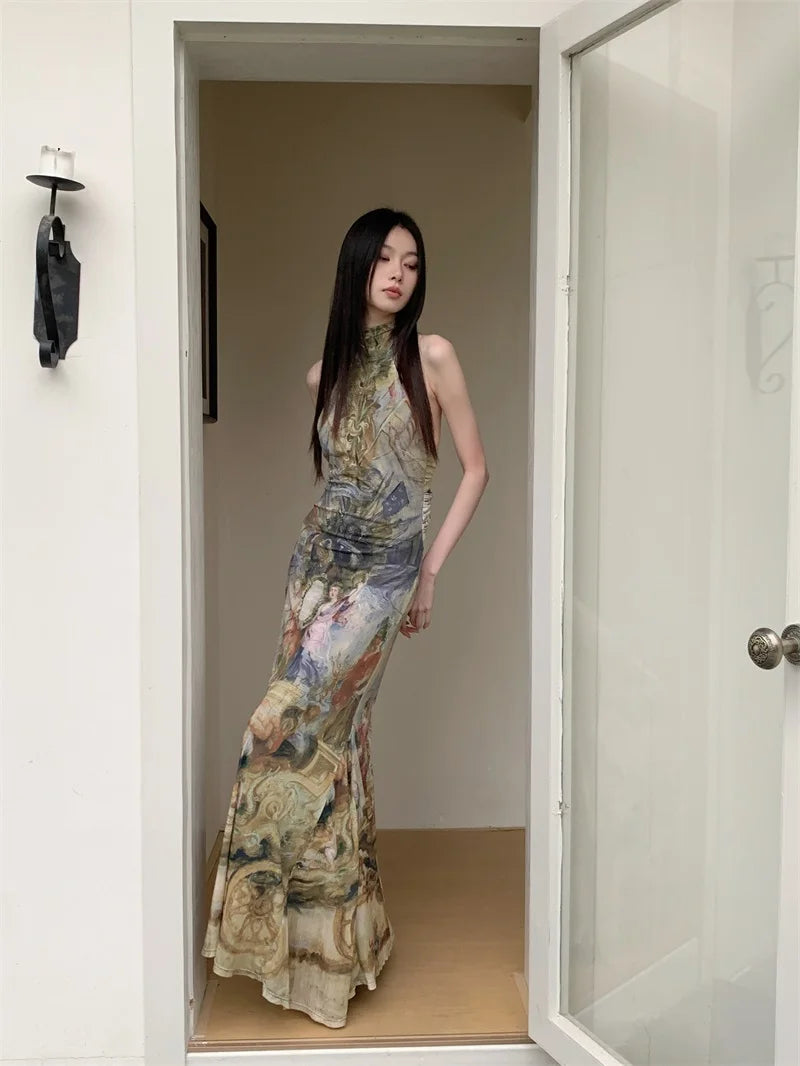 Renaissance Oil Painting Maxi Dress