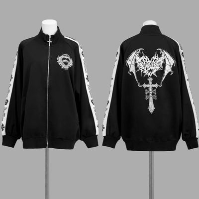 Y2K Gothic Bat Wing Track Jacket