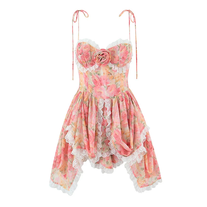 Sexy Sling Floral Print Boho Beach Mini Dress