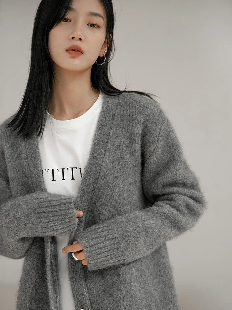 Elegant Korean Loose Buttoned Cardigan