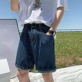 Casual Straight Blue Denim Short