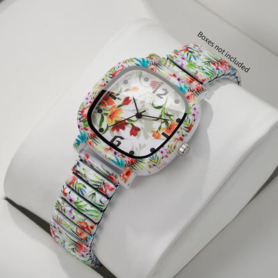 Flowers Printed Square Women's Quartz Watch