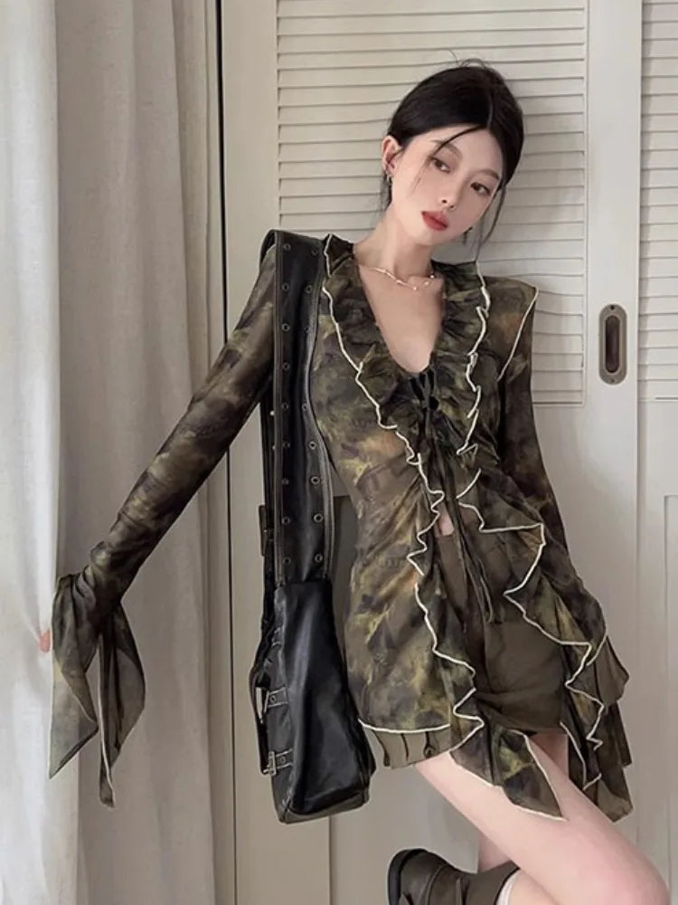 Vintage Punk Gauze Irregular Dress