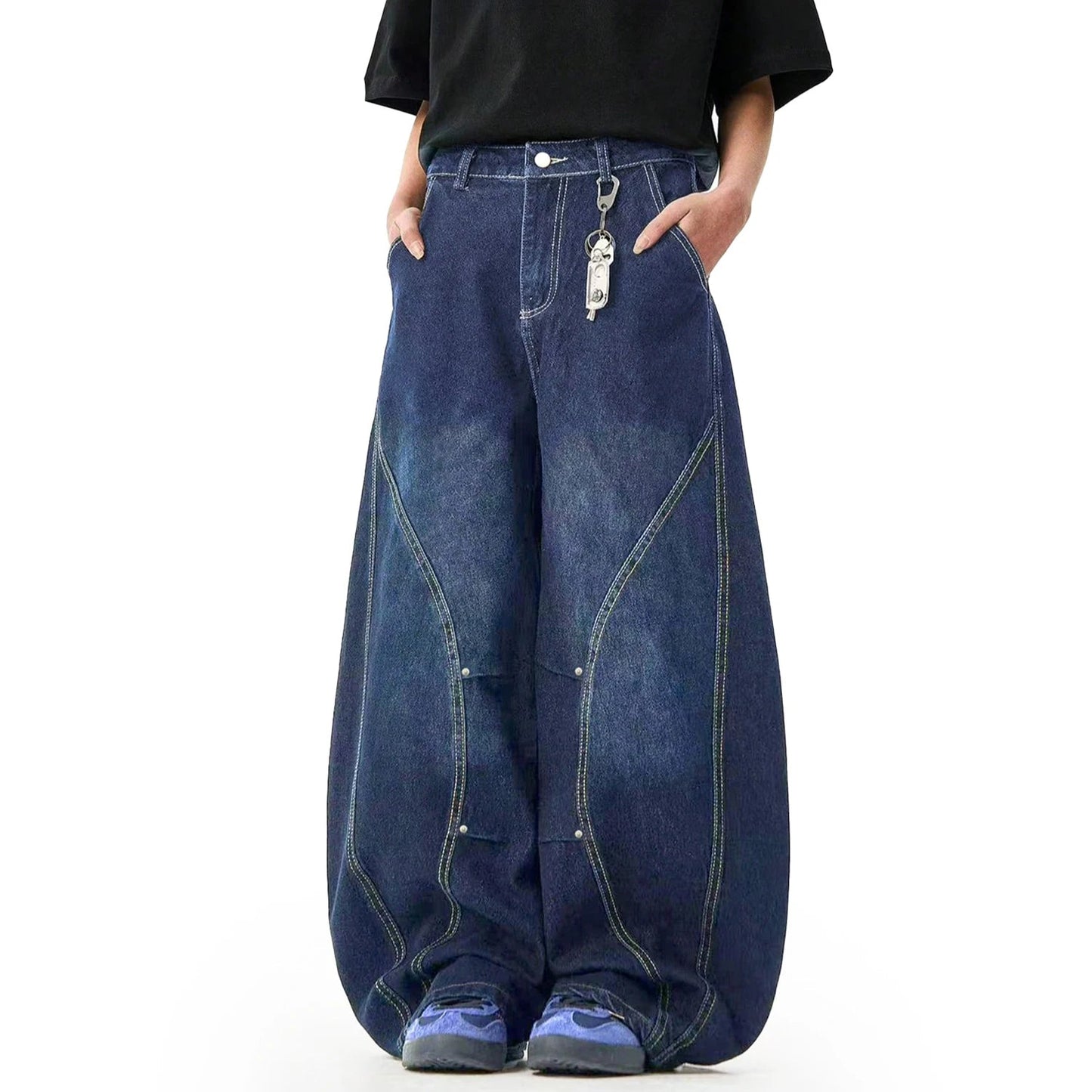 Retro Baggy Pleated Wide Leg Jeans