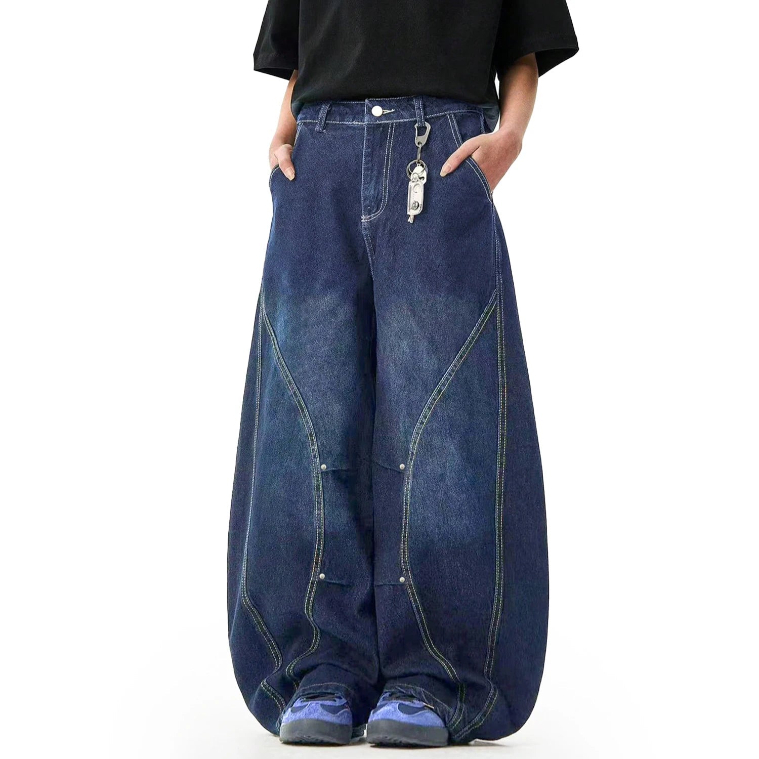 Retro Baggy Pleated Wide Leg Jeans