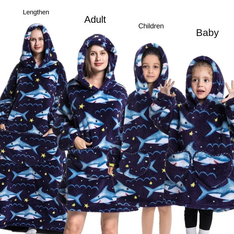 Family Oversize Sherpa Blanket Hoodie