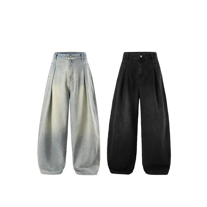 Vintage Loose Fit Wide Leg Washed Jeans