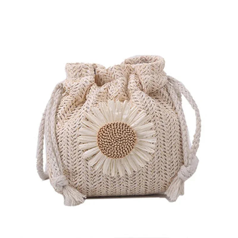 Knitted Daisy Flower Mini Crossbody Bag