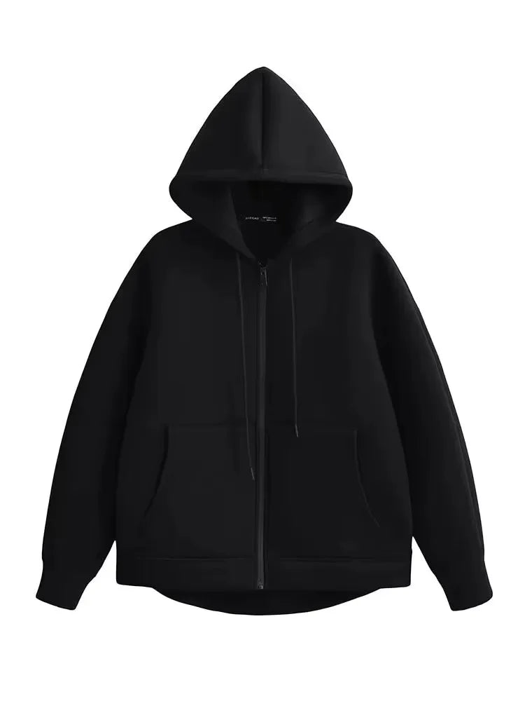 Solid Color Zip-up Hoodie