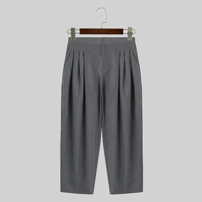Pleated Solid Color Loose Pants