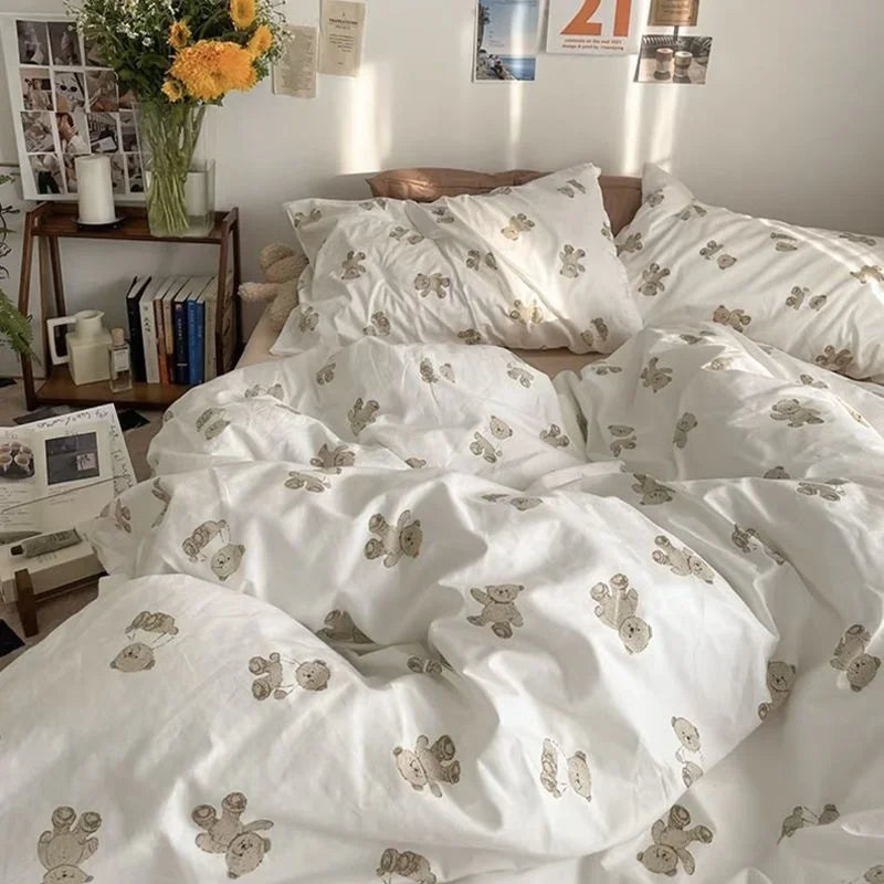 Korean Pink Letter Bedding Set