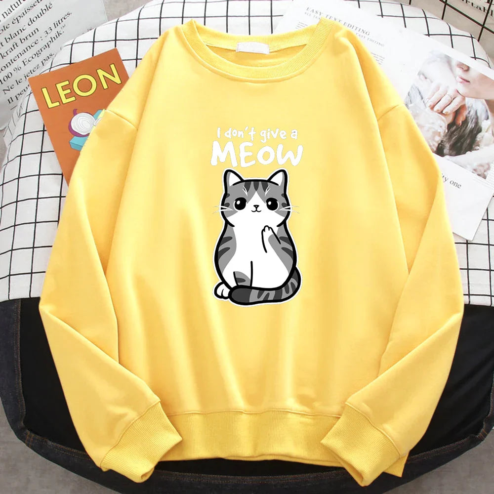 I Don't Give A Meow Cat Print Sweatshirt