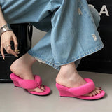 Rounded Toe Women's Wedge Slippers