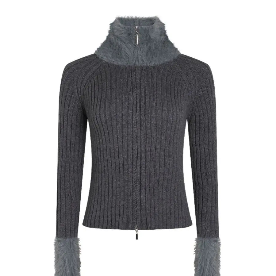 Fluffy Vintage Zipper Sweater