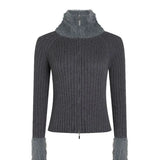 Fluffy Vintage Zipper Sweater