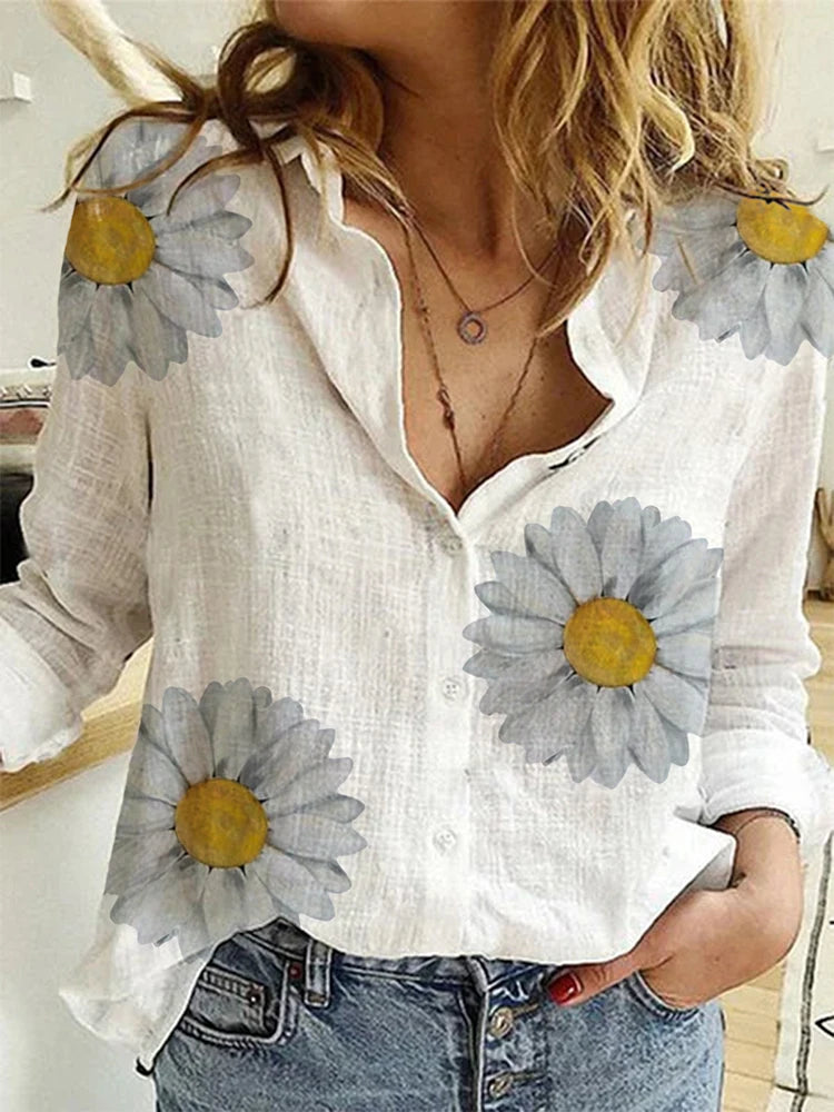 Elegant Cotton Linen Women Shirts