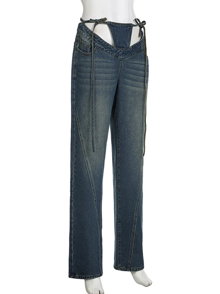 Baddie Cut Out Low Rise Jeans
