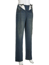 Baddie Cut Out Low Rise Jeans