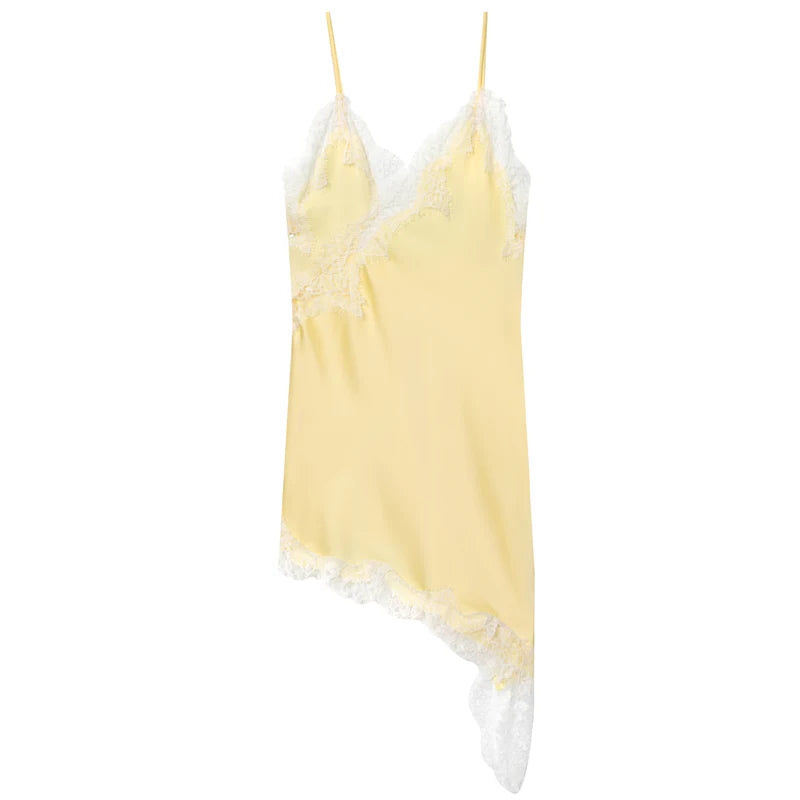 Asymmetric Lace Slip Mini Dress