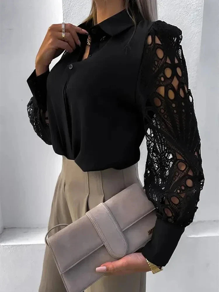 Corporate Girl Cut-out V-neck Shirt