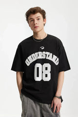 Camiseta Bordada con Estampado de Letras Deportivas