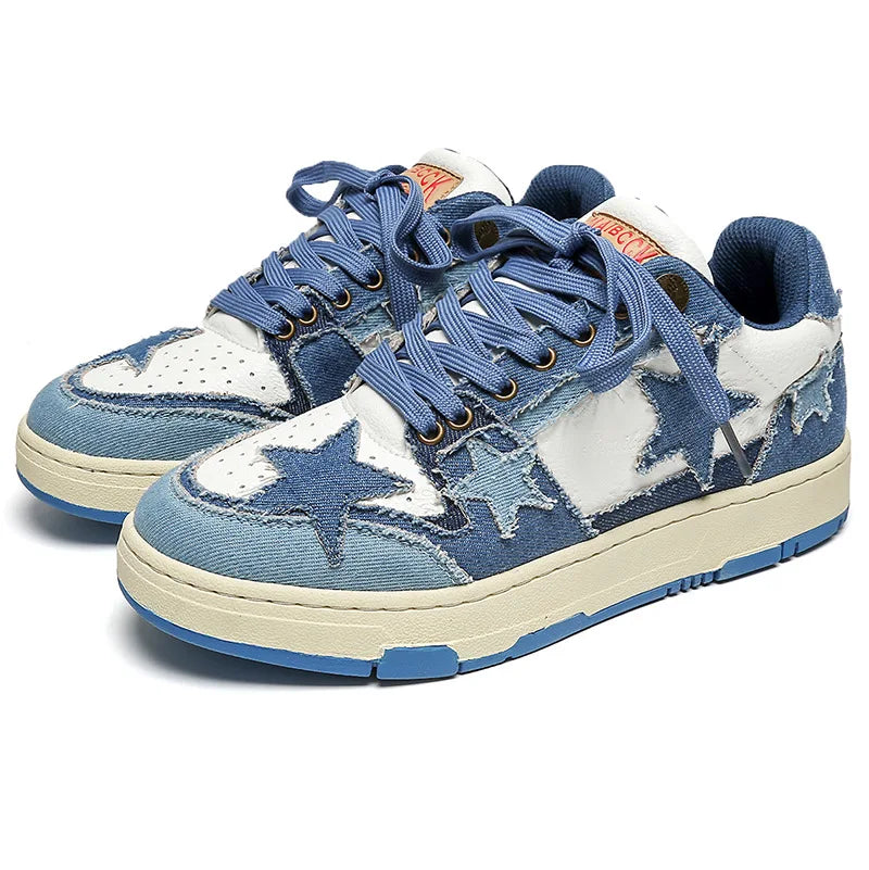 Retro Star Denim Skater Shoes