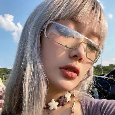 Y2K Futuristic Rectangle Glasses