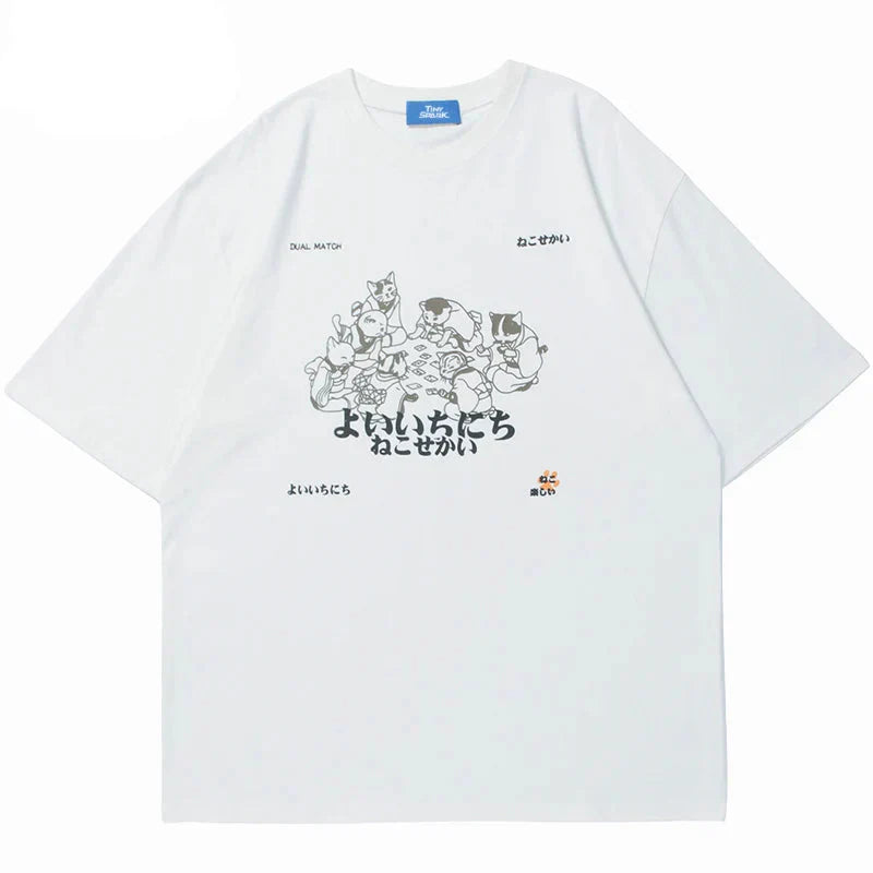 Japanese Kanji Animals Print T-Shirt