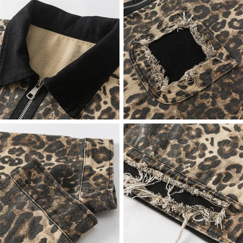 Vintage Leopard Windbreaker Jacket