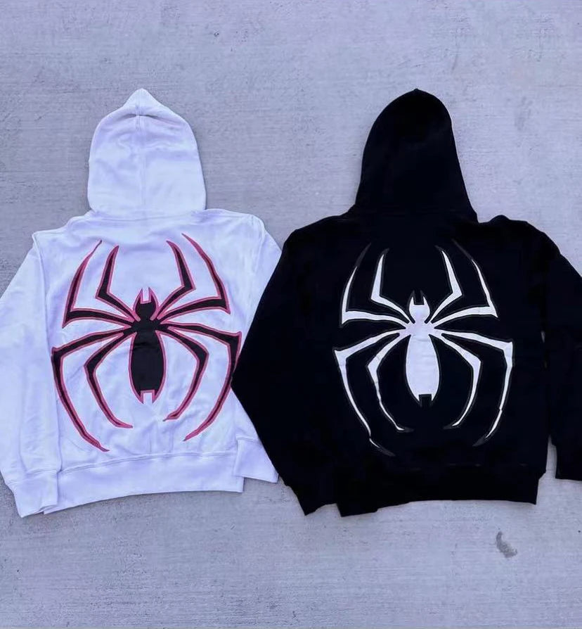 Y2K Oversized Spider Zip Hoodie