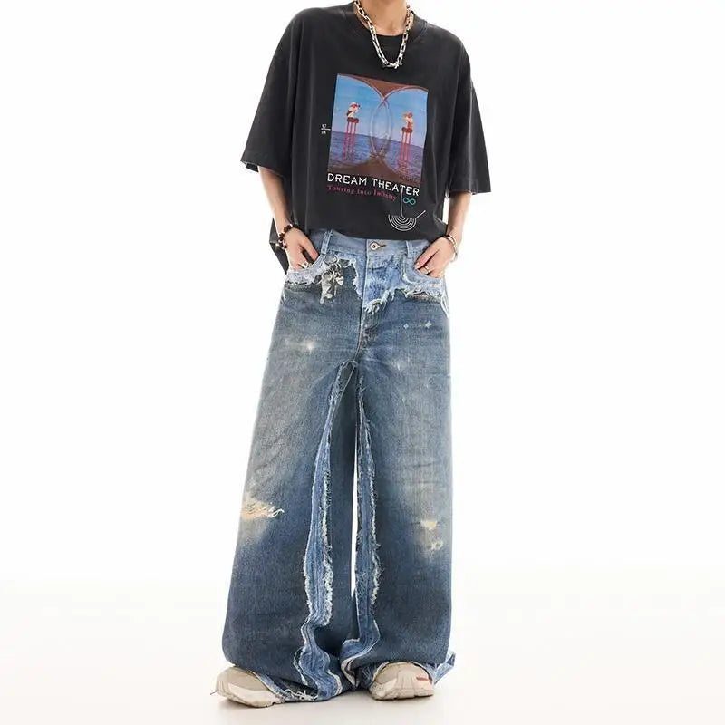 Y2K Layered Pattern Baggy Jans