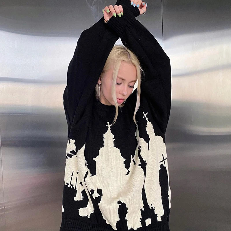 EMO Strickpullover mit abstraktem Muster
