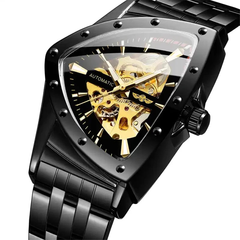 Triangle Skeleton Stainless Steel Watch