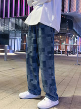 Patchwork-Hose mit weitem, geradem Bein