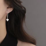 Elegant Silver Heart Drop Earrings