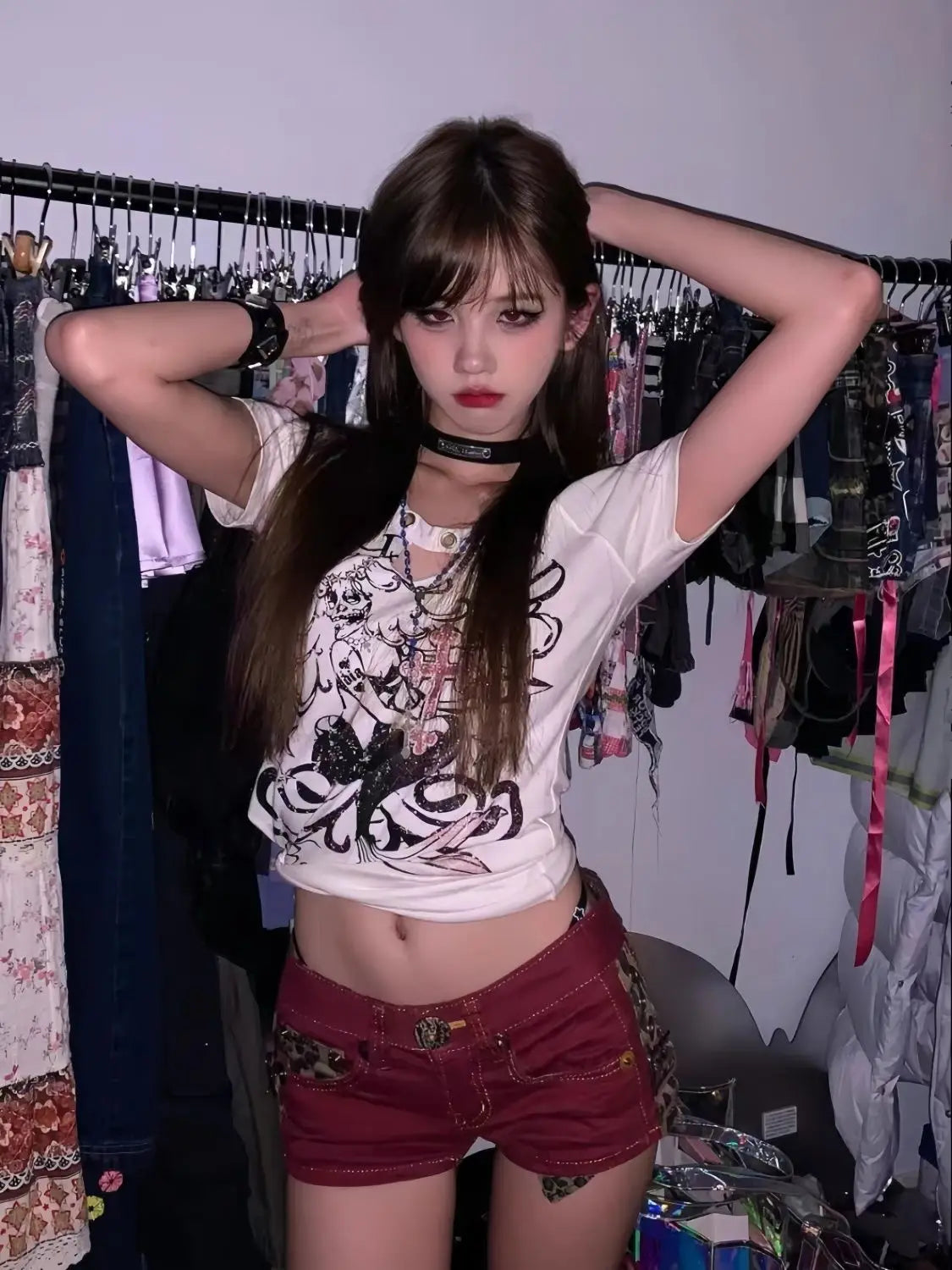 Y2K Leopard Buckle Micro Shorts